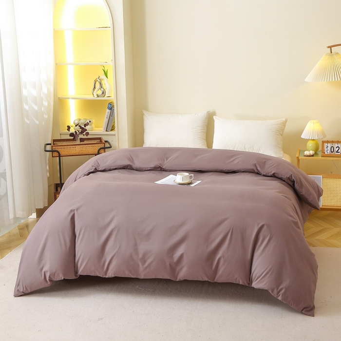 91家纺网 家纺一手货源 找家纺 晶缦家纺 2024新款全棉13376纯色喷气全棉磨毛单品被套 暖芸馨-深松棕