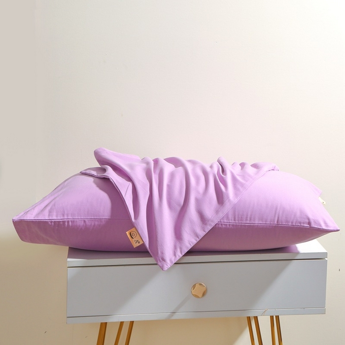 91家纺网 家纺一手货源 找家纺 晶缦家纺 2024新款全棉13376纯色喷气全棉磨毛单品枕套 暖芸馨-雾紫色