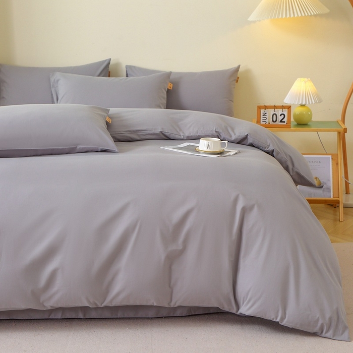 91家纺网 家纺一手货源 找家纺 晶缦家纺 2024新款全棉13376纯色喷气全棉磨毛四件套 暖芸馨-浅青灰