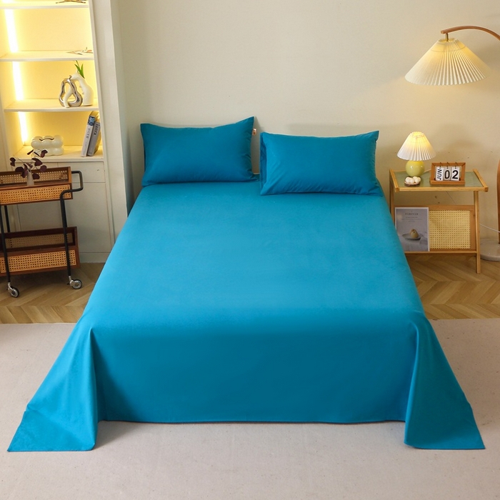 91家纺网 家纺一手货源 找家纺 晶缦家纺 2024新款全棉13376纯色喷气全棉磨毛单品床单 暖芸馨-云山蓝