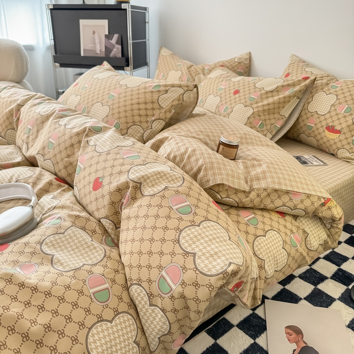 91家纺网 家纺一手货源 找家纺 呗旺鹿 2024新款全棉印花休闲风四件套 保罗