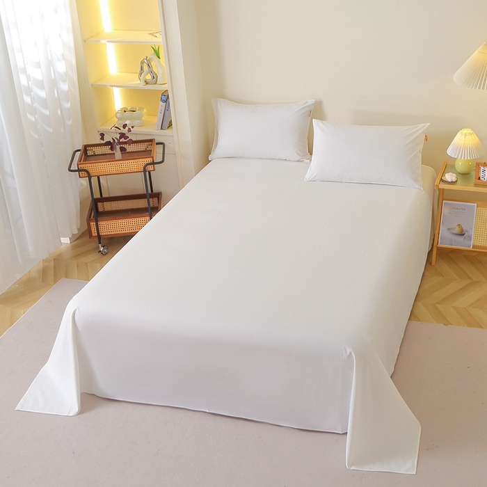 91家纺网 家纺一手货源 找家纺 晶缦家纺 2024新款全棉13376纯色喷气全棉磨毛单品床单 暖芸馨-本白色