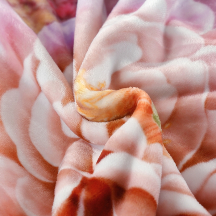 91家纺网 家纺一手货源 找家纺 好艺佳毛毯 2025新款升级多功能3D数码印花毛毯 被套两用拉舍尔云毯 良辰美景-粉