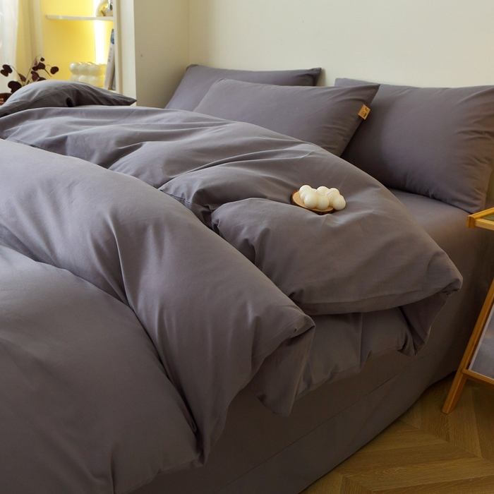 91家纺网 家纺一手货源 找家纺 晶缦家纺 2024新款全棉13376纯色喷气全棉磨毛四件套 暖芸馨-深青灰