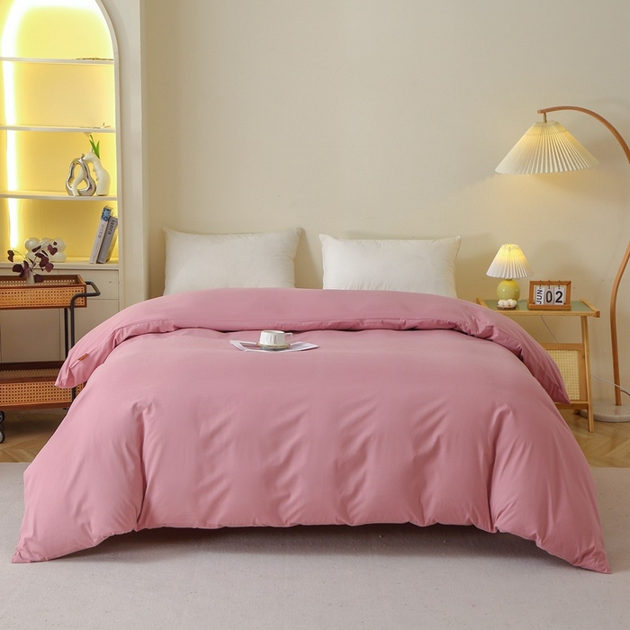 91家纺网 家纺一手货源 找家纺 晶缦家纺 2024新款全棉13376纯色喷气全棉磨毛单品被套 暖芸馨-山黎豆红