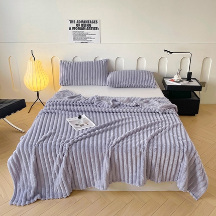 寐居家纺 2024新款泡泡兔毛绒午睡毯毛毯盖毯 芋泥紫