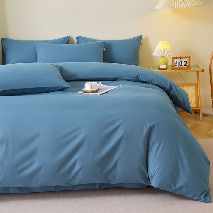 91家纺网 家纺一手货源 找家纺 晶缦家纺 2024新款全棉13376纯色喷气全棉磨毛四件套 暖芸馨-蝶翅蓝