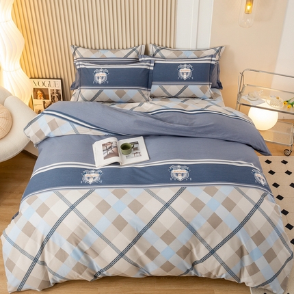 威布斯 2025新款加厚纯棉全棉磨毛三件套四件套 青春-蓝