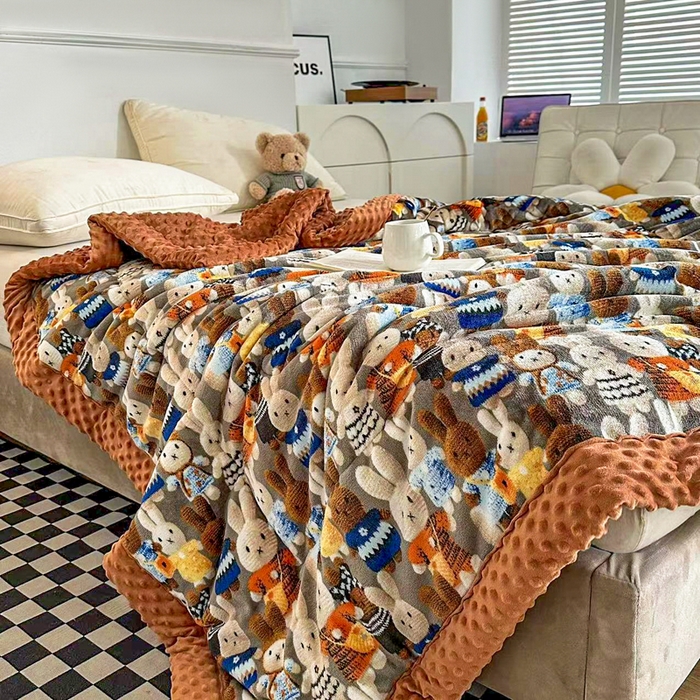 91家纺网 家纺一手货源 找家纺 宜梦家居【需要买家秀请联系老板】 2025新款婴儿牛奶豆豆双面绒春秋被子冬被芯大豆被 牛奶绒幸运兔