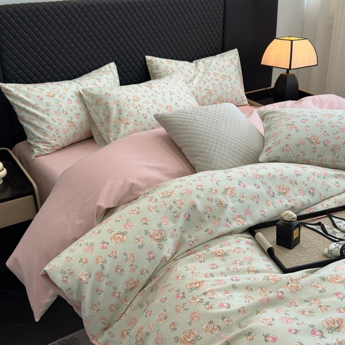 91家纺网 家纺一手货源 找家纺 怡家居 2024新款全棉磨毛印花四件套 美伊