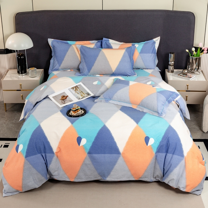 91家纺网 家纺一手货源 找家纺 威布斯 2025新款加厚纯棉全棉磨毛三件套四件套 梦剧院-蓝