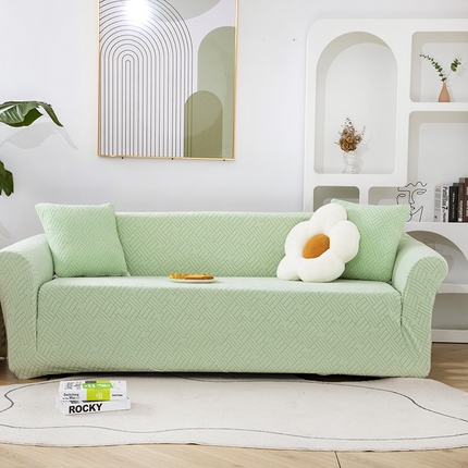 91家纺网 家纺一手货源 找家纺 沐沐家纺 2026新款简约舒适清灵沙发套 柠檬绿