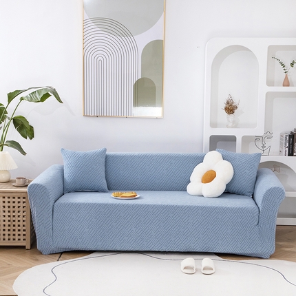 91家纺网 家纺一手货源 找家纺 沐沐家纺 2026新款简约舒适清灵沙发套 孔雀蓝