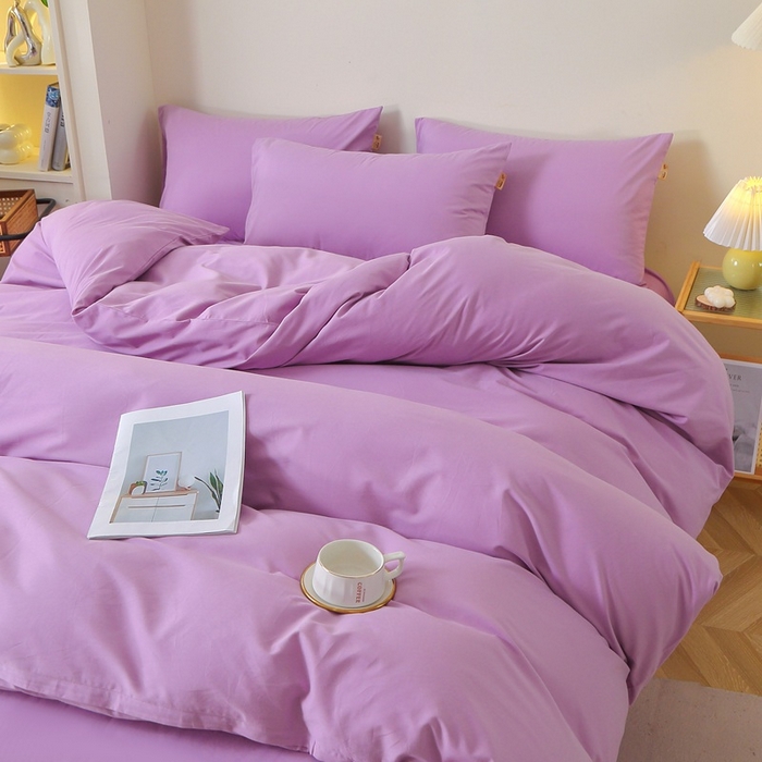 91家纺网 家纺一手货源 找家纺 晶缦家纺 2024新款全棉13376纯色喷气全棉磨毛四件套 暖芸馨-雾紫色