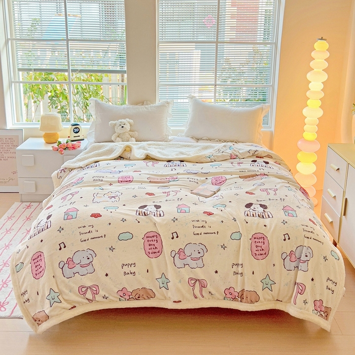 91家纺网 家纺一手货源 找家纺 鑫喜莱家纺 2024新款牛奶绒羊羔绒盖毯毛毯毯子午睡毯 宠物日记