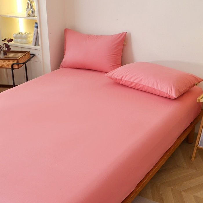 91家纺网 家纺一手货源 找家纺 晶缦家纺 2024新款全棉13376纯色喷气全棉磨毛单品床笠 暖芸馨-蕊红玉