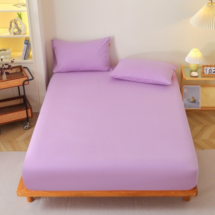 晶缦家纺 2024新款全棉13376纯色喷气全棉磨毛单品床笠 暖芸馨-雾紫色