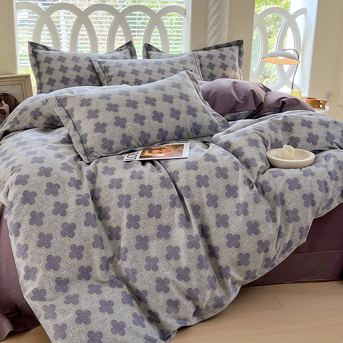 91家纺网 家纺一手货源 找家纺 威布斯 2025新款加厚纯棉全棉磨毛三件套四件套 四叶草