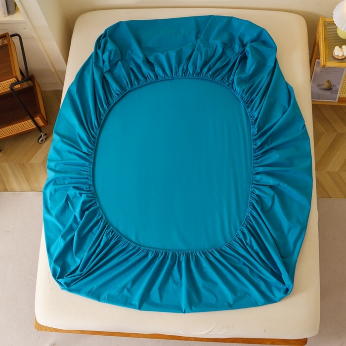 91家纺网 家纺一手货源 找家纺 晶缦家纺 2024新款全棉13376纯色喷气全棉磨毛单品床笠 暖芸馨-云山蓝