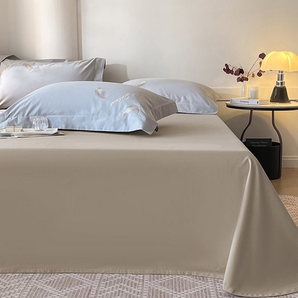 91家纺网 家纺一手货源 找家纺  【A类母婴级】冬季加厚保暖纯棉磨毛床单全棉纯色简约床罩澳棉长绒棉床上用品 大麦灰