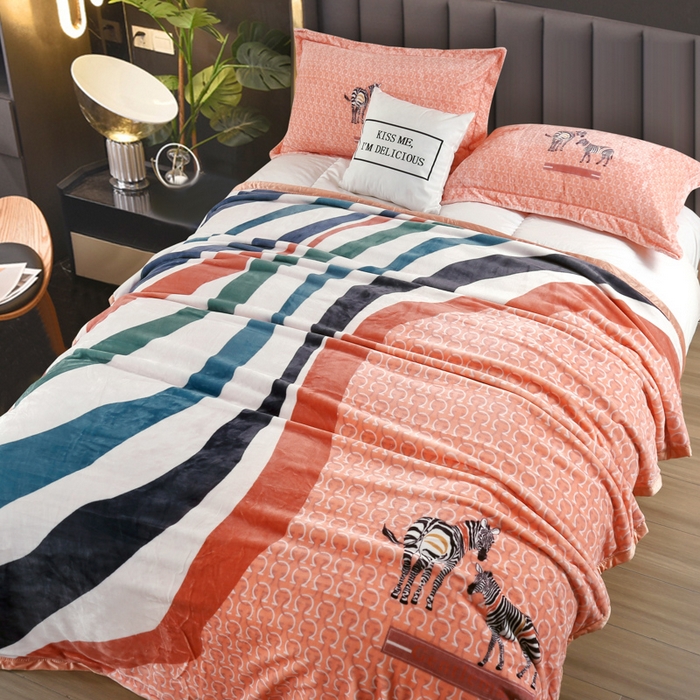 91家纺网 家纺一手货源 找家纺 好艺佳毛毯 2025新款升级多功能3D数码印花毛毯 被套两用拉舍尔云毯 心想事橙