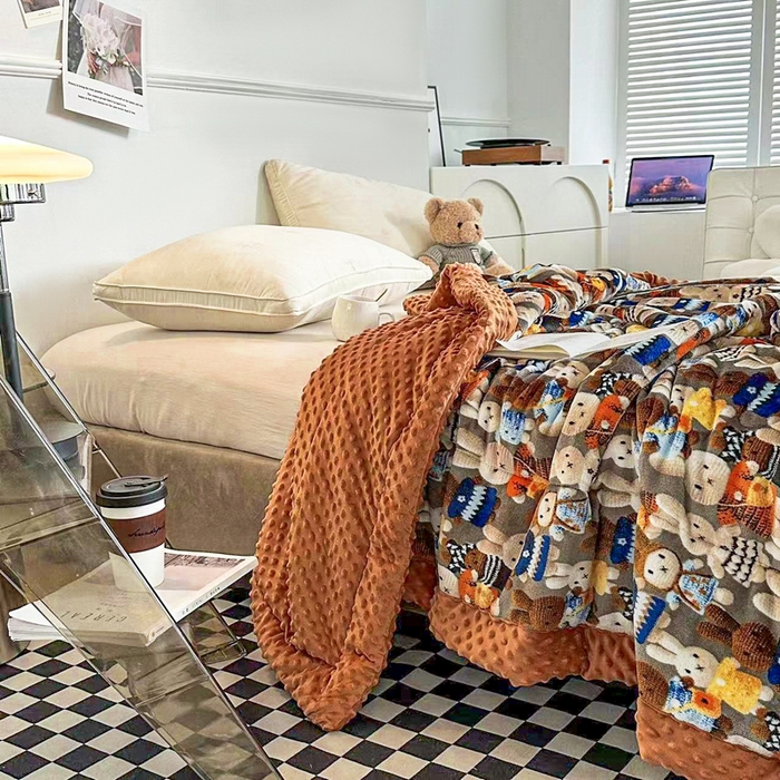 91家纺网 家纺一手货源 找家纺 宜梦家居【需要买家秀请联系老板】 2025新款婴儿牛奶豆豆双面绒春秋被子冬被芯大豆被 牛奶绒幸运兔