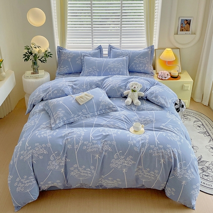 91家纺网 家纺一手货源 找家纺 威布斯 2025新款加厚纯棉全棉磨毛三件套四件套 晨慕间-灰