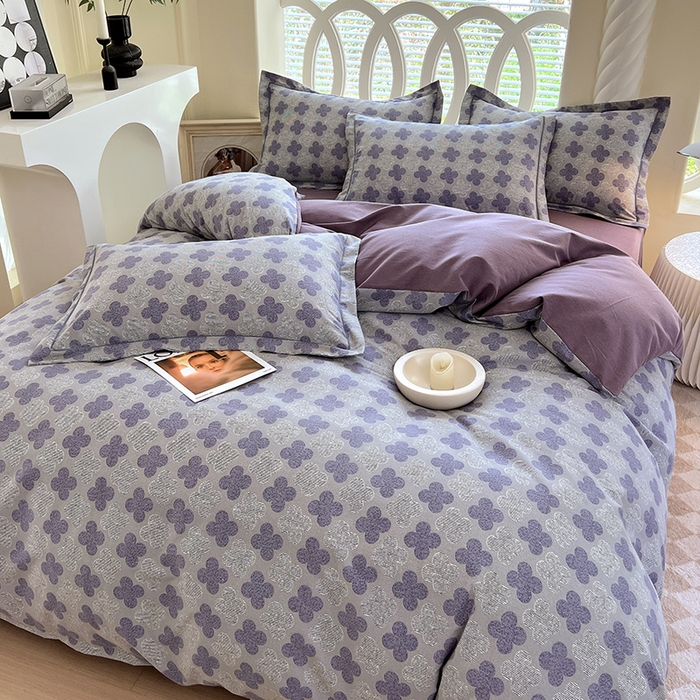 91家纺网 家纺一手货源 找家纺 威布斯 2025新款加厚纯棉全棉磨毛三件套四件套 四叶草