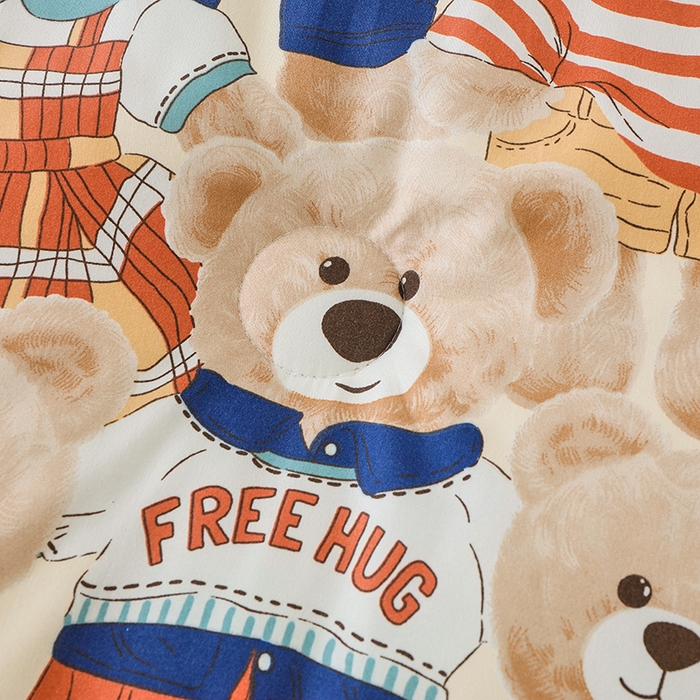 91家纺网 家纺一手货源 找家纺 爱宝被业 2025新款水洗棉双层纱豆豆绒被 熊熊乐园