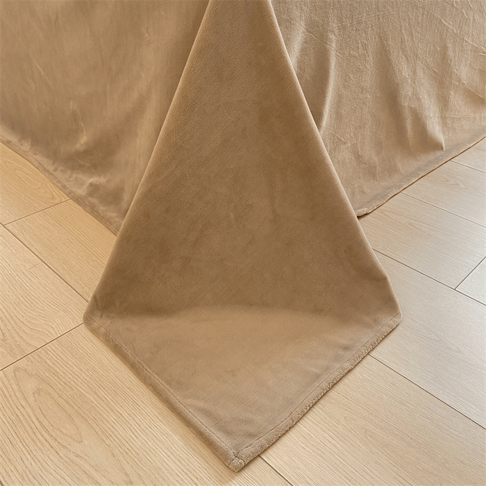 91家纺网 家纺一手货源 找家纺 857家居 2024新款A类牛奶绒纯色双拼四件套 巧克力奶昔