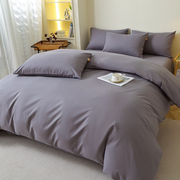 91家纺网 家纺一手货源 找家纺 晶缦家纺 2024新款全棉13376纯色喷气全棉磨毛四件套 暖芸馨-深青灰