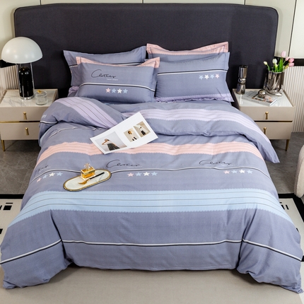 91家纺网 家纺一手货源 找家纺 威布斯 2025新款加厚纯棉全棉磨毛三件套四件套 波尔兰卡-灰