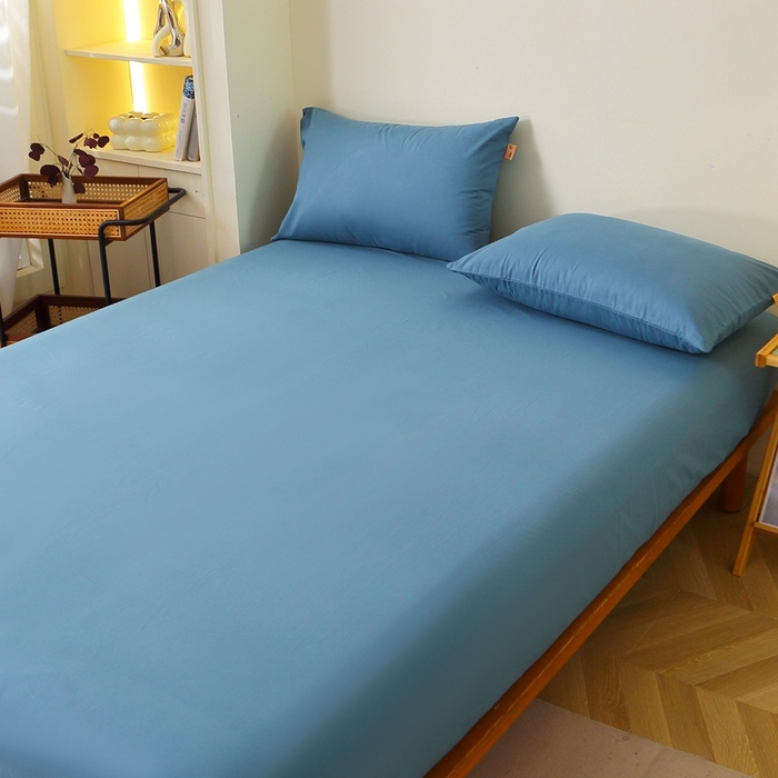 91家纺网 家纺一手货源 找家纺 晶缦家纺 2024新款全棉13376纯色喷气全棉磨毛单品床笠 暖芸馨-蝶翅蓝