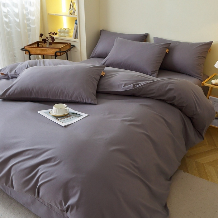 91家纺网 家纺一手货源 找家纺 晶缦家纺 2024新款全棉13376纯色喷气全棉磨毛四件套 暖芸馨-深青灰