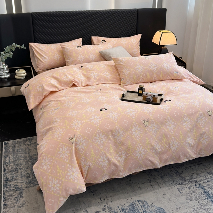 91家纺网 家纺一手货源 找家纺 怡家居 2024新款全棉磨毛印花四件套 南浔