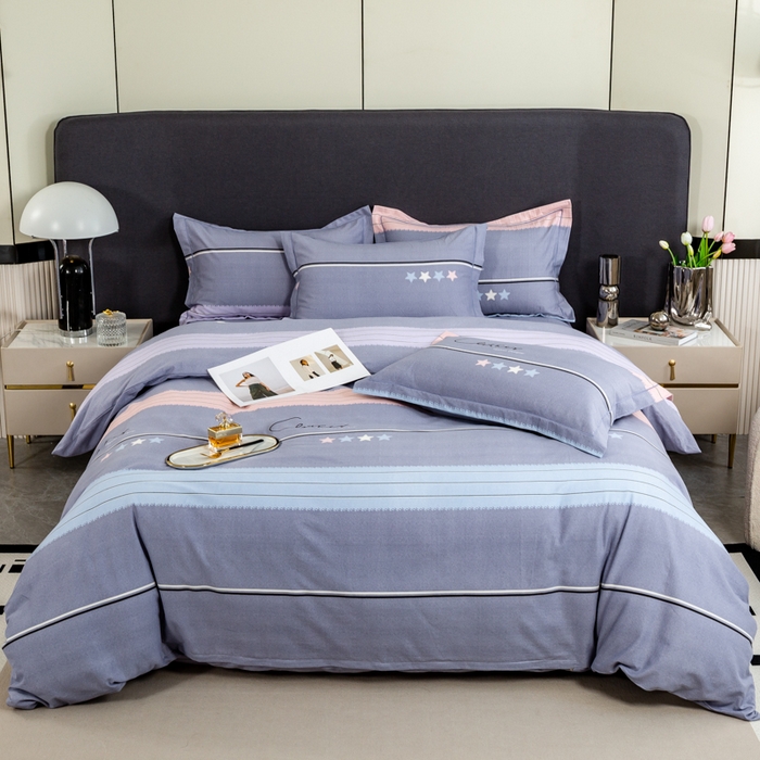 91家纺网 家纺一手货源 找家纺 威布斯 2025新款加厚纯棉全棉磨毛三件套四件套 波尔兰卡-灰