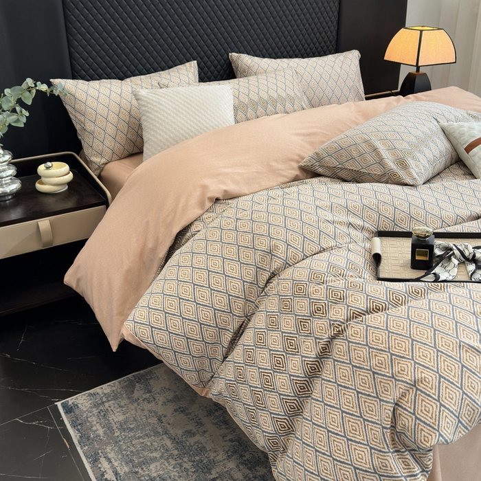 91家纺网 家纺一手货源 找家纺 怡家居 2024新款全棉磨毛印花四件套 摩纳哥