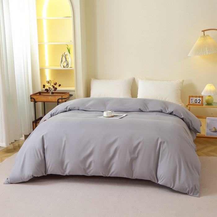 91家纺网 家纺一手货源 找家纺 晶缦家纺 2024新款全棉13376纯色喷气全棉磨毛单品被套 暖芸馨-浅青灰