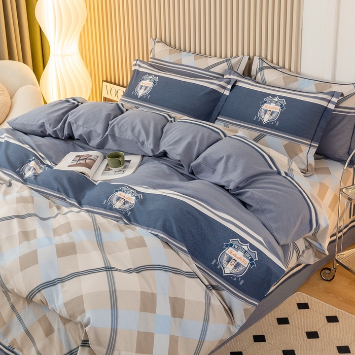 91家纺网 家纺一手货源 找家纺 威布斯 2025新款加厚纯棉全棉磨毛三件套四件套 青春-蓝