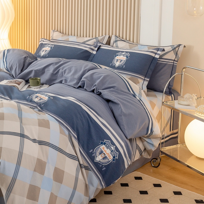 91家纺网 家纺一手货源 找家纺 威布斯 2025新款加厚纯棉全棉磨毛三件套四件套 青春-蓝