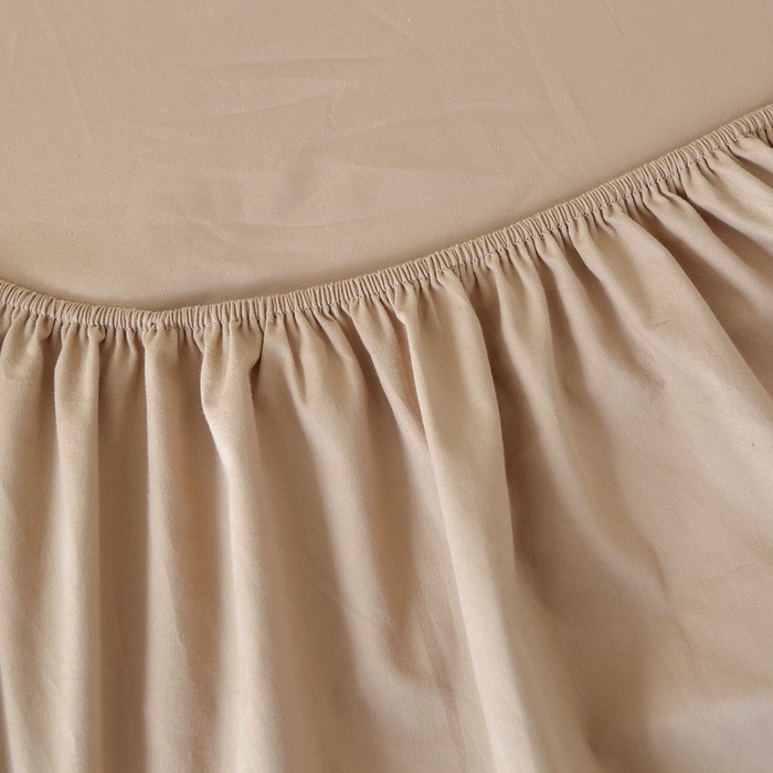 91家纺网 家纺一手货源 找家纺 晶缦家纺 2024新款全棉13376纯色喷气全棉磨毛单品床笠 暖芸馨-鹿角棕