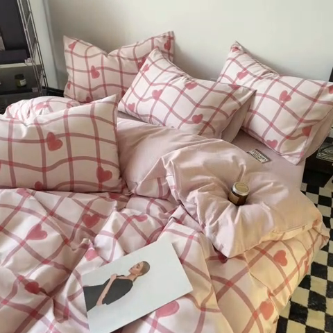 91家纺网 家纺一手货源 找家纺 呗旺鹿 2024新款全棉印花休闲风四件套 心语