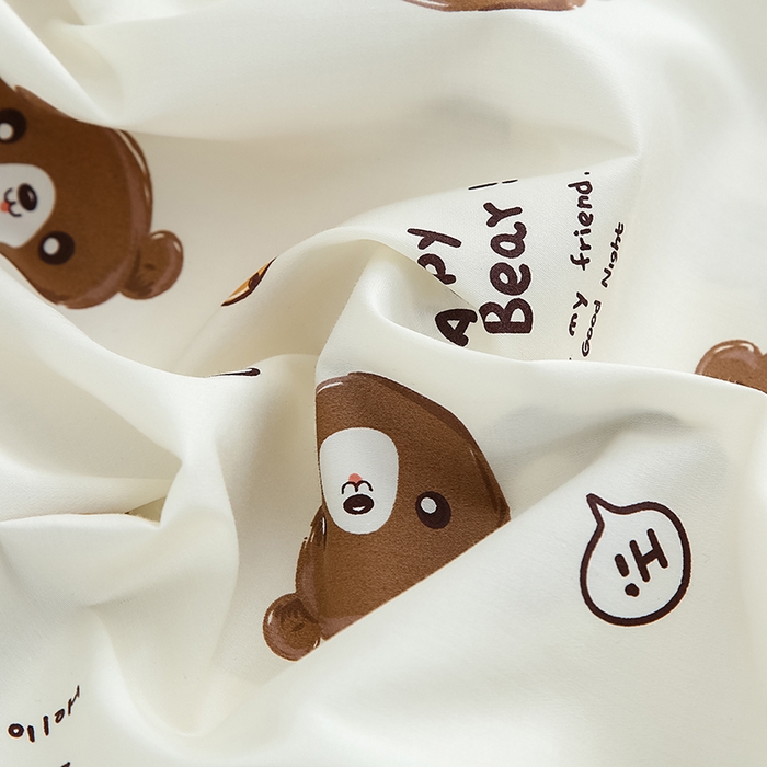 91家纺网 家纺一手货源 找家纺 2024新款A类60支印花儿童枕头套 饼干熊咖