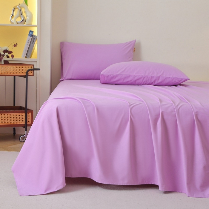 91家纺网 家纺一手货源 找家纺 晶缦家纺 2024新款全棉13376纯色喷气全棉磨毛单品床单 暖芸馨-雾紫色