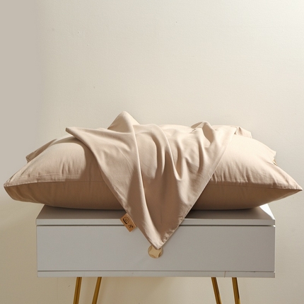 晶缦家纺 2024新款全棉13376纯色喷气全棉磨毛单品枕套 暖芸馨-鹿角棕