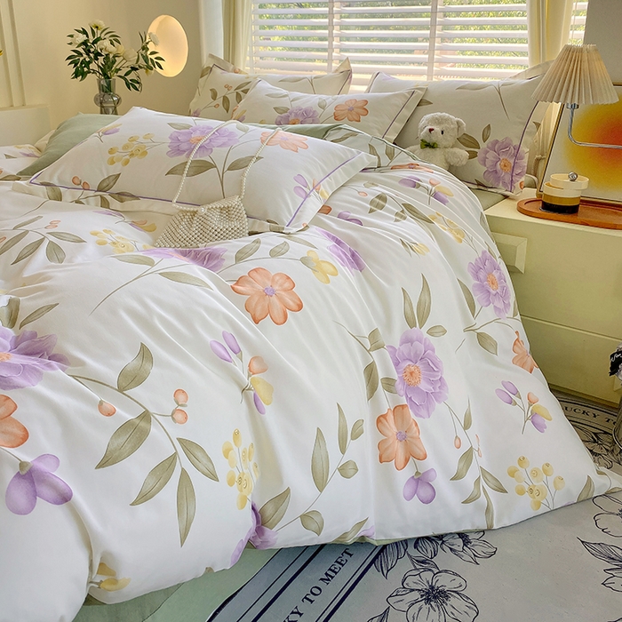 91家纺网 家纺一手货源 找家纺 威布斯 2025新款加厚纯棉全棉磨毛三件套四件套 秋天童话-黄