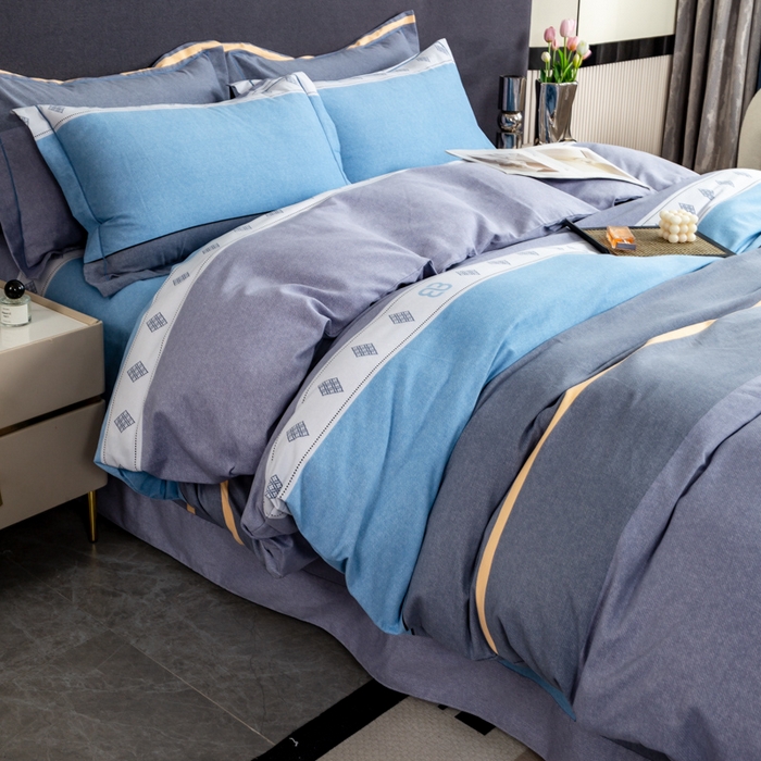 91家纺网 家纺一手货源 找家纺 威布斯 2025新款加厚纯棉全棉磨毛三件套四件套 北欧风情-灰