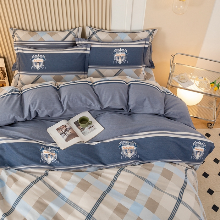 91家纺网 家纺一手货源 找家纺 威布斯 2025新款加厚纯棉全棉磨毛三件套四件套 青春-蓝