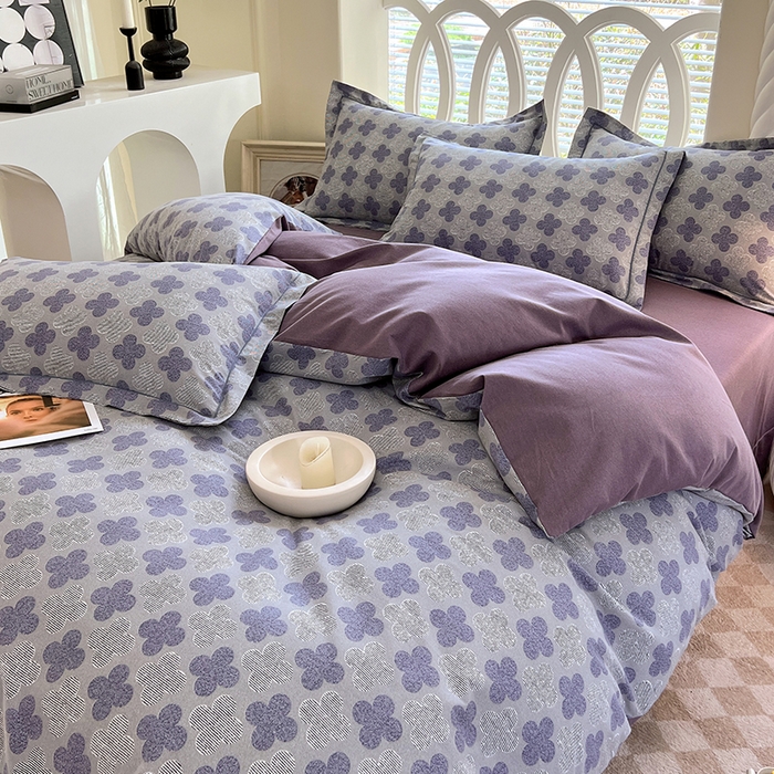 91家纺网 家纺一手货源 找家纺 威布斯 2025新款加厚纯棉全棉磨毛三件套四件套 四叶草