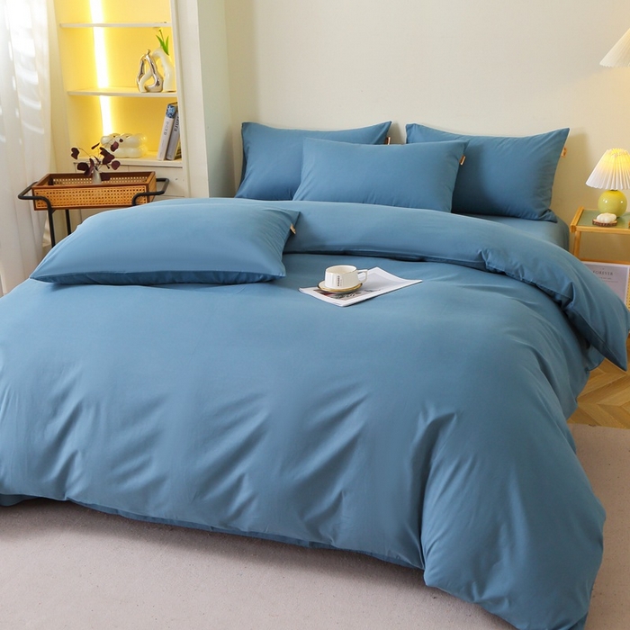 91家纺网 家纺一手货源 找家纺 晶缦家纺 2024新款全棉13376纯色喷气全棉磨毛四件套 暖芸馨-蝶翅蓝